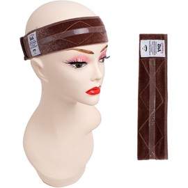 GEX Banda para peluca de terciopelo con silicona para mantener las pelucas en su lugar, banda para el cabello con sujeción para pelucas, banda para el cabello con sujeción ajustable (marrón claro)