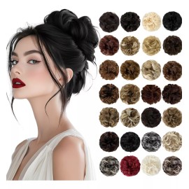 Felendy Scrunchie Con Rodete Postizo Ondulado Y Despeinado, 2 Piezas