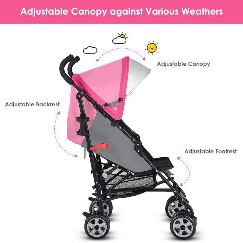BABY JOY Lightweight Stroller, Compact Travel Stroller, Infant Stroller w/Adjustable