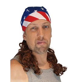 HandinHandCreations Mullet Headband Skull Cap Freebird USA Costume Wig