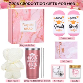 Graduation Gifts for Her 2025, Graduation Gifts Basket with 20 OZ Wine Tumbler for College High School Congratulations Gift Box for Girls Women Daughter Sisters Friends
