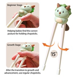 2 Pairs of Children's Learning Chopsticks, Training Chopsticks, Cute Animal Cartoon Design Chopsticks, Children's Chopsticks, Sushi Sticks, Chopsticks for Children, Beginners, Dinosaur and Bear