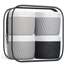 Kuangre Travel Containers for Toiletries, Silicone Cream Jars BPA-Free, TSA Approved 3oz Size Containers, Leak-proof Travel Essentials with Lid for Face Lotion Hand Lotion (4 Pack)