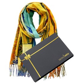 VENVSBEE Van Gogh Scarves Art Scarf for Women Best Gift Reversible Soft Cashmere Feel Shawl Wrap Doubleside Pashmina in Gift Box-08 The Harvest