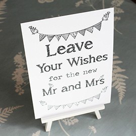 Wedding Card Box/Guest Book White Sign 'Leave Your Wishes' Sign And Easel