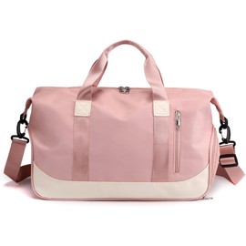 Maleta Deportiva de Deporte Gym, Bolsa de Viaje con Compartimento para Zapatos y Bosillo Impermeable, Bolso Gimnasio para Mujer, Maletas de Mano para Avión Carry On Fitness Natación Escuela, Rosa
