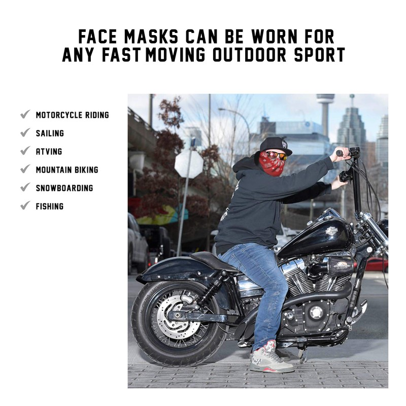 Fast Mask Red Bandana Neck Gaiter- Breathable Fabric, 100% Polyester