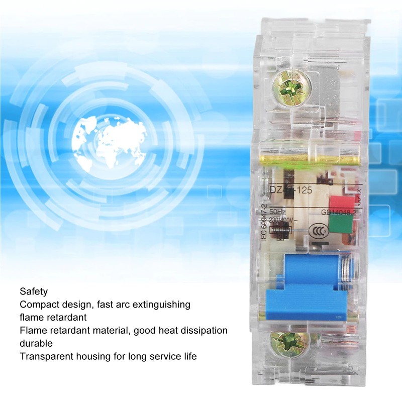Circuit Breaker Transparent 1P Sensitive Operation ABS Circuit Breaker 230V