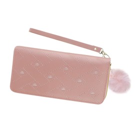 AdiStylinno Wallets for Women, Large Capacity Zip Around Card Holder Leather Wallet Long Wristlet Wallet Clutch Purse (Pink)