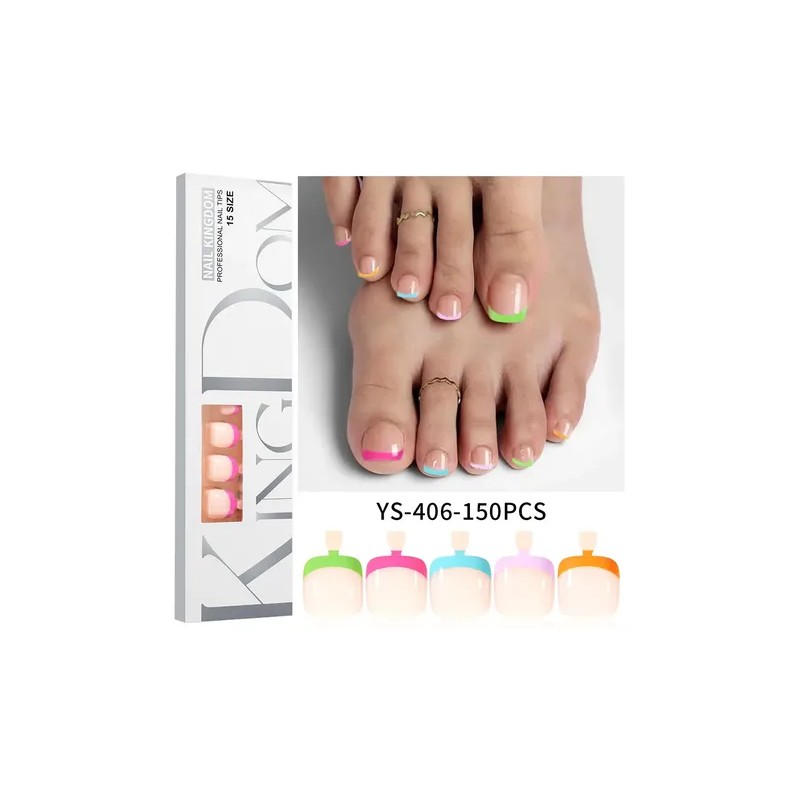 150 Unidades Press On Francés Pedicura Uñas Postizas Para Pi