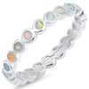 Eternity Round White Simulated Opal Stackable Ring New Sterling Silver