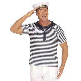 Widmann 03122 – Adult’s Sailor Costume (Shirt and Hat), M / L, White