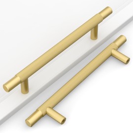 Coinkoly 10 Pack 5"(128mm) Gold Cabinet Pulls Knurled Kitchen Cabinet Handles Gold Drawer Pulls Cupboard Hardware for Cabinets CK0088