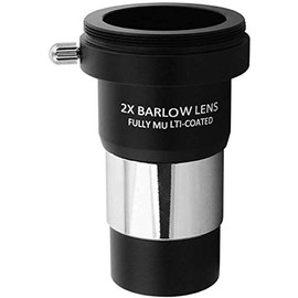 Barlow Lens 2X, 1.25 Inch Fully Multi-Coated Metal Barlow Lens with M42 Thread Camera Connect Interface for Telescope Eyepiece