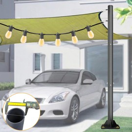 10ft Sun Shade Sail Poles - 3" Diameter Outdoor Removable Sunshade Support Post Heavy Duty Steel Metal Pole Kit for Support Light String,Sunshade Sail,Canopy,Garden,Ground,Backyard