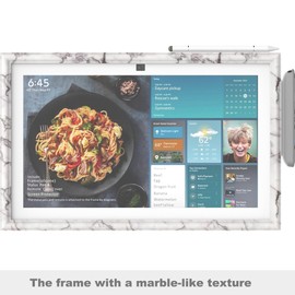 HOOKMEMO Decorative Frame for echo Show 15,Change the frame colour of echo show 15, Also, echo show 15's screen protector, stylus pen, and remote case covers. (white marble)