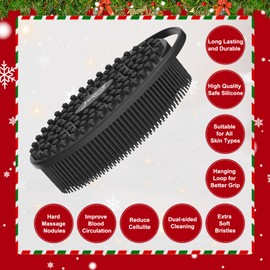 JODBUY 2 Packs Silicone Body Scrubber, Food-Grade Body Scrubber for Men & Women, Exfoliating Silicone Loofah for Sensitive Skin, Stocking Stuffers for Men & Women-The Most Popular Christmas Gifts