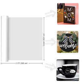 Prime Vinyl 11Ft Glossy White Vinyl for Cricut - 30.5 x 335.5 cm White Permanent Vinyl Roll for Silhouette Cameo, Cutting Machine, Home Decor, Cups, Car Window