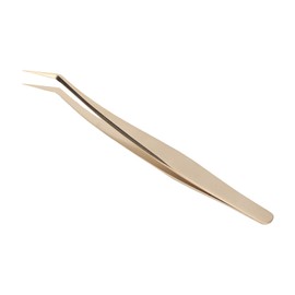 Eyelash Tweezers Eyelash Extension Tweezers Golden Stainless Steel (Long Oblique Tweezer)