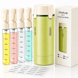 Dispensador de Viaje 4 en 1, Botellas de Tocador Recargables a Prueba de Fugas con Etiquetas, para Champú Acondicionador, Aprobado para Aerolínea, Acc