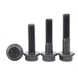 12Pcs M8 x 45mm Flanged Hex Head Bolts， Flange Hexagon Screws, Half Thread, Alloy Steel, Black Oxide Finish