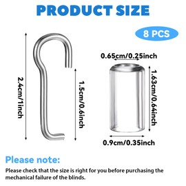 4 Set Blind Wand Replacement with Hook, Wand Wire and Sleeve Collar for Horizontal Mini Blinds, Blinds Wand Replacement, Vertical Blinds Repair Parts with 1 Inch Square Headrails