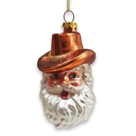 Western Cowboy Santa Vintage Frontier Glass Christmas Ornament