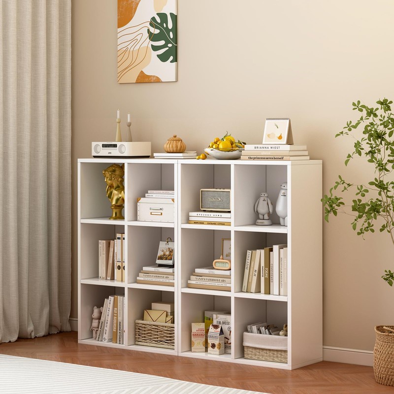 OSCHF 6-Cube Storage Shelf Bookcase - Wooden 3-Tier Floor Standing