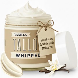 Whipped Tallow 24oz - All Natural Face Cream + Whole Body Moisturizer for Dry Skin - Made With Scented Oil Blend - No Preservatives, Parabens or Seed Oils - USA Made (Vanilla)