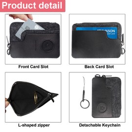 XGUO Coin Purse Pouches with Keychain, Minimalist Retro Leather Wallet for Women Men, 2 Card Slots, Secure Zip Pocket, Large Capacity, Perfect for Airtag, Coins, Cards, and Cash