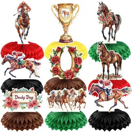 Treasure Cove Horse Racing Honeycomb Centerpieces 3D Derby Horse Racing Table Decorations Horserace Kentucky Party Supplies for Equestrian Birthday Derby Day Decor 9 Pcs