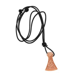Lord of Battles Bronze Pendant Mjolnir Pendant Norse Axe Necklace Viking Armor Celtic Jewelry with Genuine Leather Cord Perfect for Him/Her 3.7 cm - Lost-Wax Cast Bronze