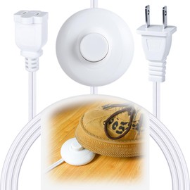 Grounded Plug Foot Switch for Lamp Foot Switch Extension Cord 3a 125vac with 10ft 16awg 2-Prong Polarized Extension Lamp Cord with Plug for Floor Light Lighting Accessories(White,10ft)