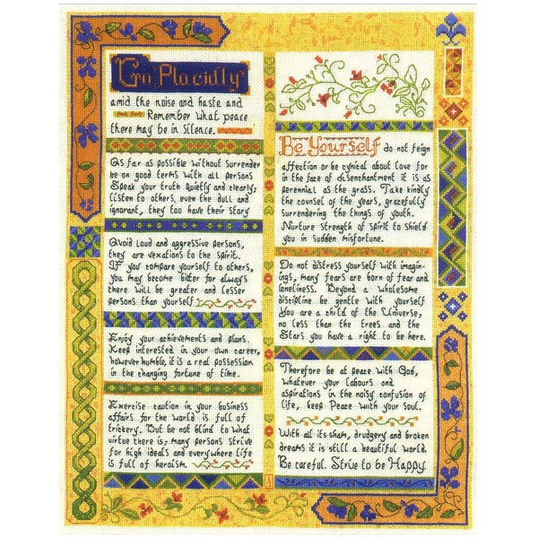 The Desiderata Sampler - Complete Cross Stitch kit on 14