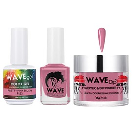WAVEGEL Soak-Off Gel, Nail Lacquer & Acrylic/Dip Powder Matching Set - Simplicity Collection - #P123 Pretty Pink Blush