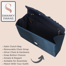 SwankySwans Chantel Womens Satin Party Prom Wedding Evening Clutch Bag Purse Navy