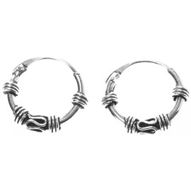 WINDALF Ebony Small Hoop Earrings 11mm 925 Sterling Silver, Silver