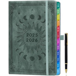 Calendar 2025 2026, A5 (21.5 x 15.5 cm) Weekly Planner & Diary with Monthly Overview, Aug 2025 - Jul 2026, School Planner 25/26, Coloured Printed Inner Pages, with Inner Pocket & Pen - Grey