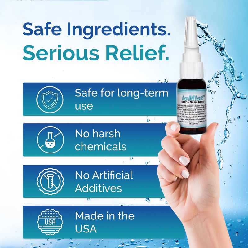 ioMist Saline Nasal Spray with Molecular Iodine Preservative; Cleaner &