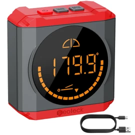 Neoteck Digital Angle Finder LED Rechargeable Level Box Protractor Bevel Gauge Inclinometer with Magnetic Base IP54 Waterproof for Woodworking Home Decoration-Red