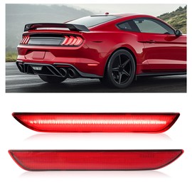 HECASA Side Marker Light Compatible with 2015-2023 Ford Mustang Rear Side Marker Lamp Reflector Left & Right Replacement for FR3Z15A201A FR3Z15A101A Red Lens & Red LED