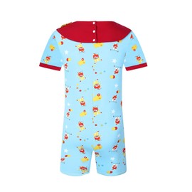 Landofgenie Mens Onesie Pajamas Short Sleeve Jumpsuit One Piece Sleepwear Bodysuit with Snaps for Men - Joker M Blue