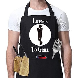 Licence to grill 007 apron gift for him man dad day ladies cooking chef novelty 30th 40th 50th 60th Birthday Christmas Stocking Filler Secret Santa Rude Silly Presents Him Husband Dad Boyfriend Uncle