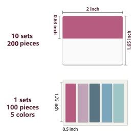 ELII 300 PCS Sticky Index Tabs 2 Inch Book Tabs Writable and Repositionable Page Markers File Tabs Self Adhesive, Labels for Pages Notebooks