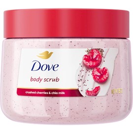 Dove Cherry & Chia Milk Body Scrub Exfoliates and Deeply Nourishes for Smooth, Radiant Skin 15 oz