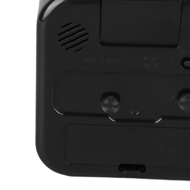Small Clock Black Alarm Silent Minimalistic Design Snooze with Backlight