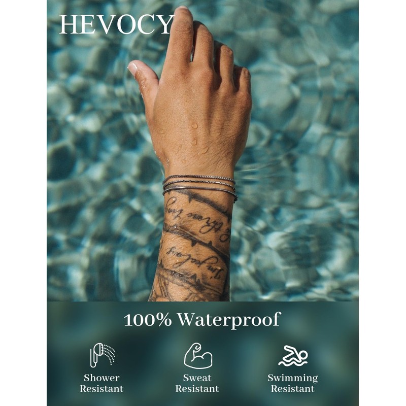HEVOCY 3-Piece Silver Bracelet Set for Men, Thin Stainless Steel