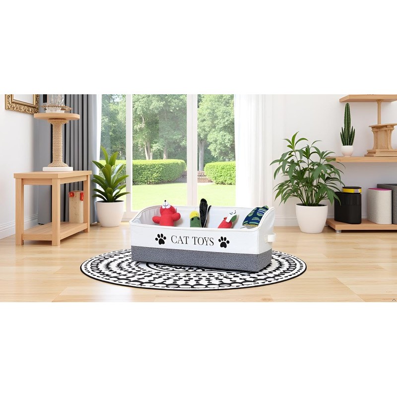 KINTNER DESIGNS Large Cat Toy Storage Bin Sturdy and Foldable