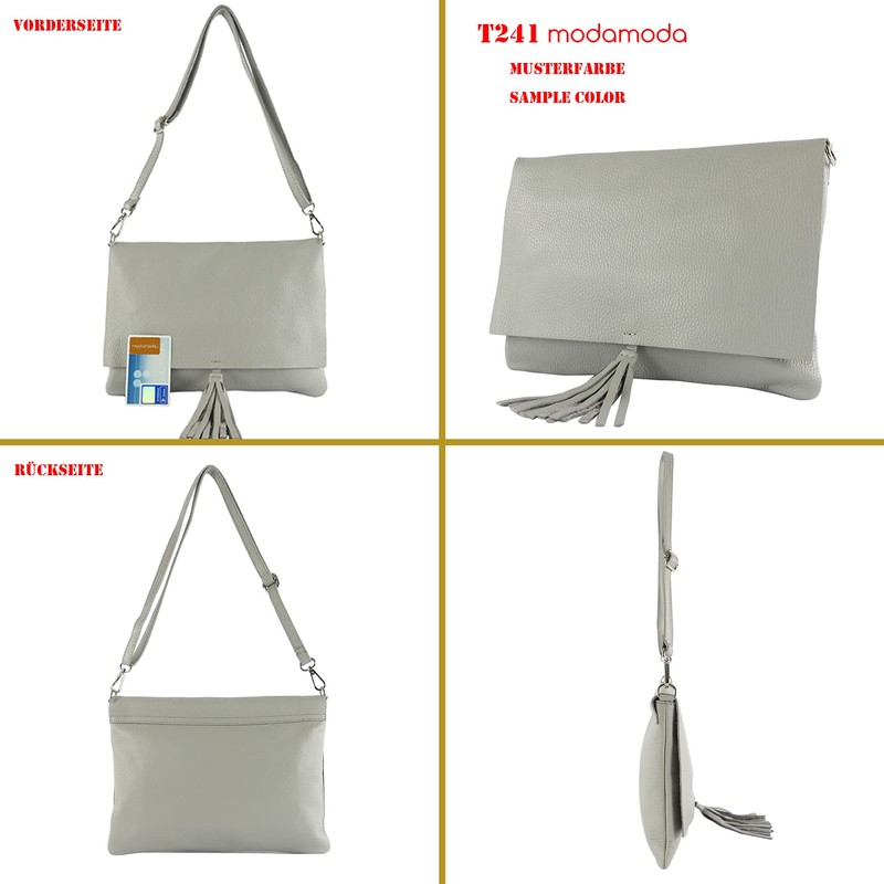 modamoda de - T241 - Italian Leather Clutch Shoulder Bag