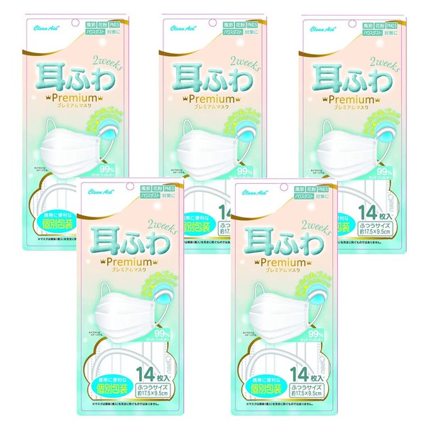 Clean Aid Eurfuwa Premium Mask, Individually Packaged, 14 Pieces x 5 Pieces